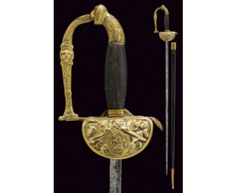 dating: Mid 19th Century provenance: Duchy of Parma, Straight, single-edged blade with groove on the back; gilt brass hilt, t