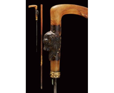 dating: circa 1900 provenance: France, Short blade of lozenge section with remains of browned decorations. Angled grip sculpt