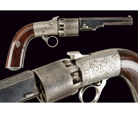 dating: about 1855 provenance: Belgium, Rifled, octagonal, blued, 8 mm cal. barrel, engraved at the edges and with mark 'Y' a