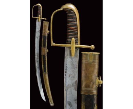 dating: Mid 18th Century provenance: France, Large, curved, single-and-false-edged blade, with wide fuller at the center, the