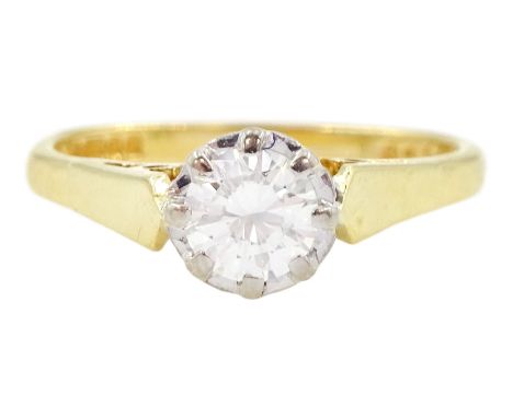 18ct gold single stone round brilliant cut diamond ring, Birmingham 1976, diamond approx 0.40 caratCondition Report:Approx 2.