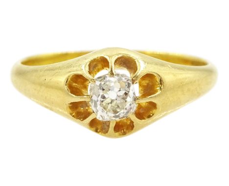 Edwardian 18ct gold single stone old cut diamond ring, London 1902, diamond approx 0.30 caratCondition Report:Approx 2.75gm, 