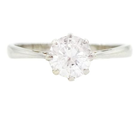 White gold single stone round brilliant cut diamond ring stamped 18ct Plat, diamond approx 0.60 caratCondition Report:Approx 
