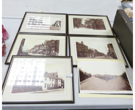 Five Framed Prints of Stretford Manchester: together with one unframed item 