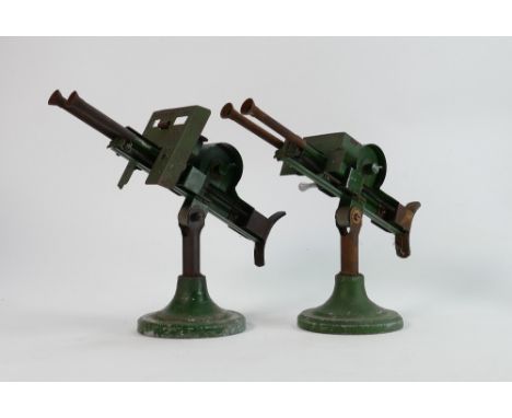 Astra pharos Co Model 25 Tin Plate Pom Pom Guns: Pair of, one missing gun shield and ammunition cover. (2) 