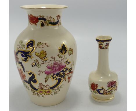 Masons Mandalay patterned Vase &amp; similar smaller item both seconds, height of tallest 20cm(2) 