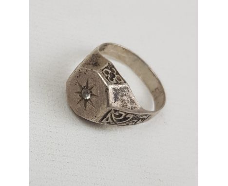 Vintage Mens Silver ring, size T, 4.5g: 