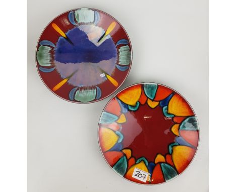 Two Poole Pottery Chargers: Harlequin design etc 