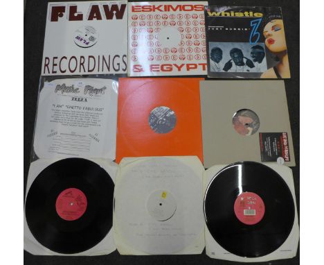 Sixteen 12" vinyl singles and EP's, mostly reggae, dance hall, hip-hop, also Morrissey, New Order, etc. 