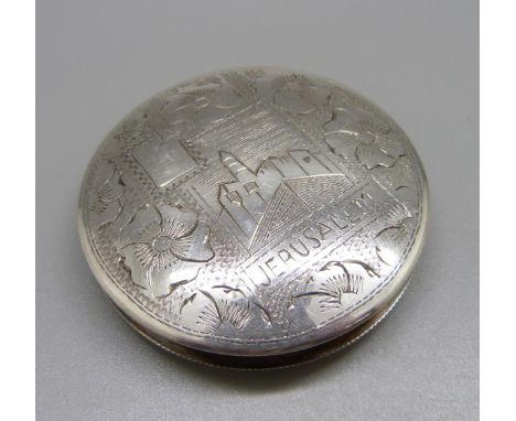 An 833 silver Jerusalem compact, 35g 