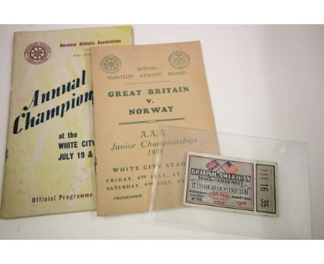 Vintage British Athletics Collectables - An original ticket for the British/American meeting in Chicago on 27th August, 1930;