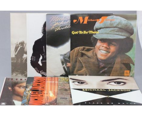 Vinyl - Nine Michael Jackson 12" vinyls with six studio albums including Danerouus, Bad, Thriller, Off The Wall, Got To Be Th