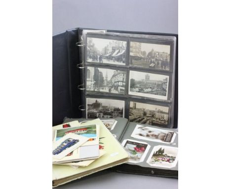 Two Postcard albums containing vintage postcards, many Bristol and surrounding area plus a quantity of loose postcards and al