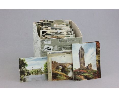 Box of vintage postcards of the world