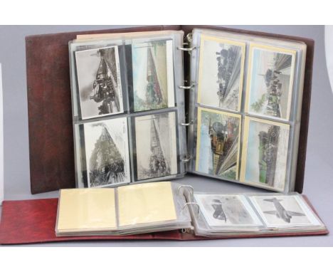 Two postcard albums with quantity of vintage cards including 34 vintage Naval postcards, UK towns and cities, military aerona
