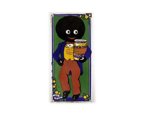 A Robertsons Golden Shred " Golly" enamel sign, with strong colours, featuring the iconic Golly holding a jar of Golden shrea