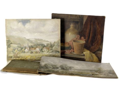 Charles Pounds (19th/20th century) a collection of portrait and landscape paintings, various media (parcel)