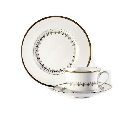 A part Royal Worcester dinner service in the Summer Morning  pattern with gilt design to a white ground, approx. 90 pc. 