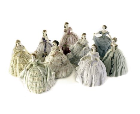 A collection of eight assorted Worcester figure groups, all with ltd. ed. numbers to the base from an edition of only 15,000 