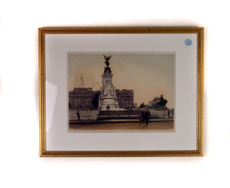 Edward King, etching, depicting Buckingham Palace, signed in pencil to lower left, with blind stamp, approx 28cm by 38cm, fra