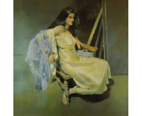 Robert O Lenkiewicz (1941-2002) 'Esther Seated'Limited edition pencil signed print, 458/475, inset in modern frame, 68x68cm  