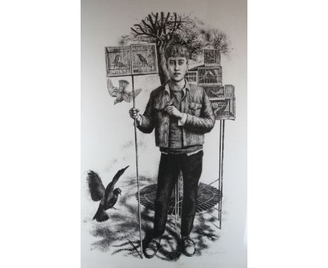 John Vivian Roberts (British, 1923-2003) - 'Pigeon Boy'Monochrome print, signed and dated '68 in pencil lower right corner, 9