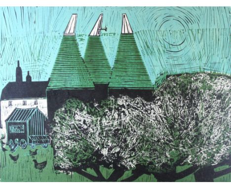 Robert Tanner (20th Century)- 'Kentish Oast Houses (no 4)'Pencil signed limited edition coloured print, signed and dated 70, 