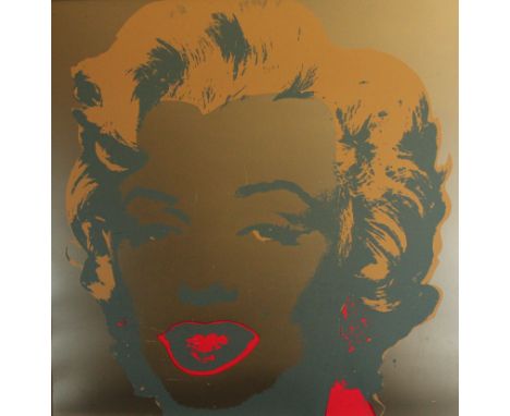 After Andy Warhol 'Marilyn Monroe' Lithograph print, inset in silvered frame, 90x90cm