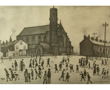 Laurence Stephen Lowry (1887-1976) - 'St. Mary's Church'A signed limited edition black and white print, signed in pencil lowe