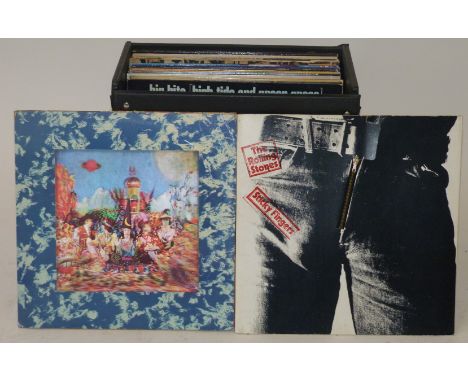 Storage case containing twenty six records by The Rolling Stones Included amongst is their debut album with 3A Matrix on side