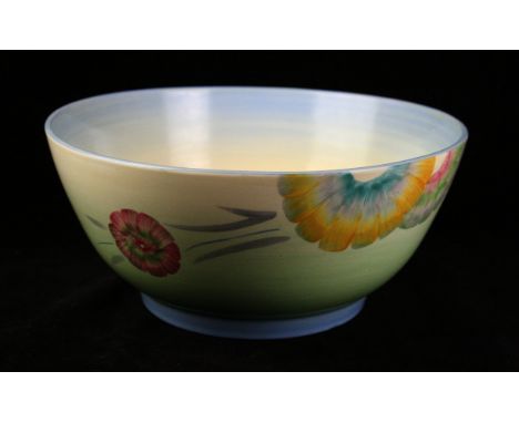 A Royal Staffordshire pottery Clarice Cliff bowlOf circular form, decorated in the 'Sundew' pattern, factory marks to base, h