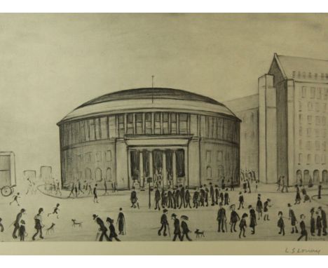 Laurence Stephen Lowry (1887-1976) - 'The Reference Library'A signed black and white print, signed in pencil lower right corn