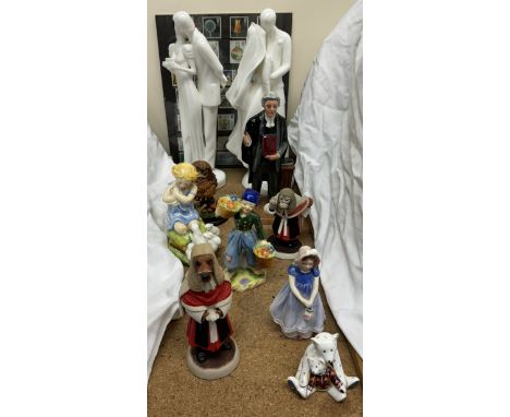 Royal Doulton figures together with  Royal Worcester My Favourite model, 3014, Royal Worcester Dutch Boy figure, Royal Crown 
