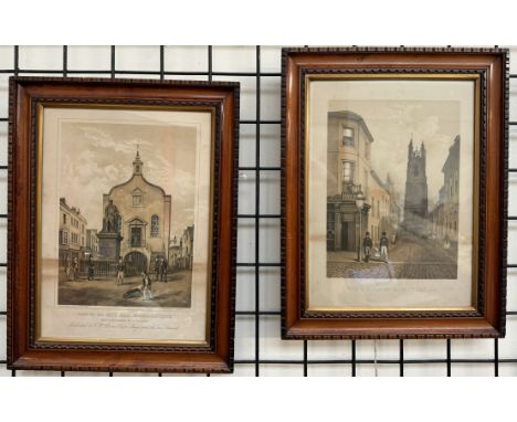 A print of Cardiff Old Town Hall, Glamorganshire together with another of the View of St John The Baptist Church 1852
