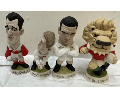 A World of Groggs resin figure of Rob Howley together with another of Jonny Wilkinson, Martin Johnson and a Lion for Great Br