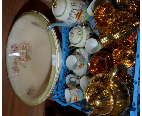 Oriental tea service, gilt tea service and two wash bowls 