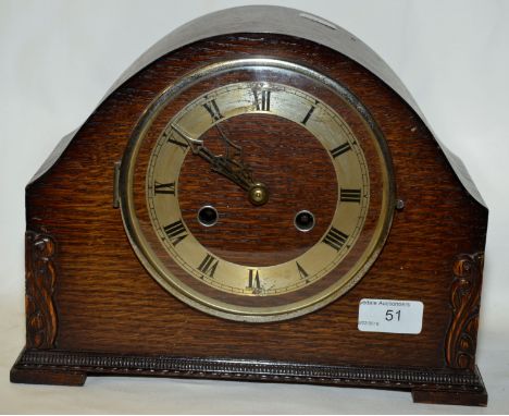 1930s oak cased mantel clock