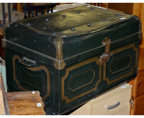 Painted tin trunk
