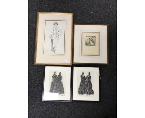 A framed A.M. Sloan watercolour - rowing boats, together with A framed Penny Ward nursery print and two framed prints of duck
