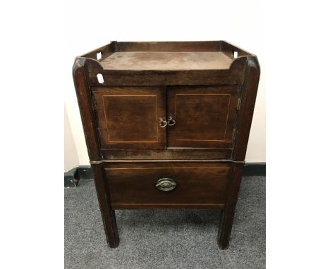 A George III inlaid mahogany step commode