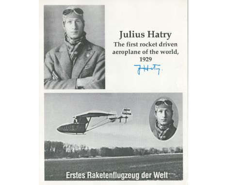 Julius Hatry German Jet Rocket pioneer signed 10x8 black and white photo. Julius Hatry (30 December 1906 - 7 November 2000) w