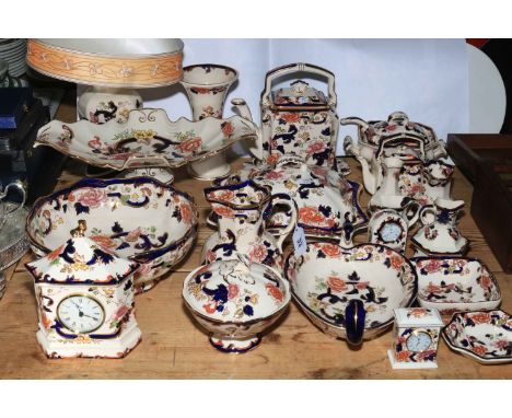 Masons Mandalay porcelain including lamp, clock, comport, 21 pieces.