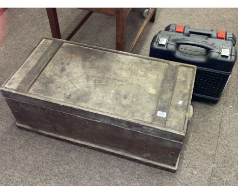 Tool box and joiners tools and three power tools.