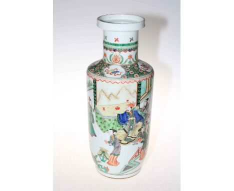 Large Chinese vase decorated with figures in traditional scenes, Kangxi ring mark to base, 45cm.