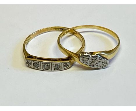 Two illusion set diamond rings, both stamped 18ct and pt. Ring sizes Q and R, gross weight 3.72g / SF 