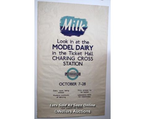 Original 1935 London Transport double-royal poster 'Model Dairy in the Ticket Hall, Charing Cross Station' 