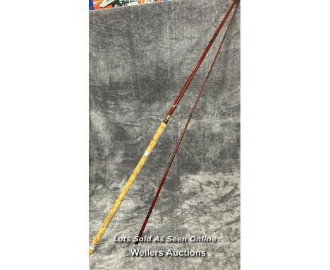 Vintage E.T. Barlow Vortex "Kennet" hand made river and carp rod, unused, one rod ring is split but easily repaired, 9ft 6" l