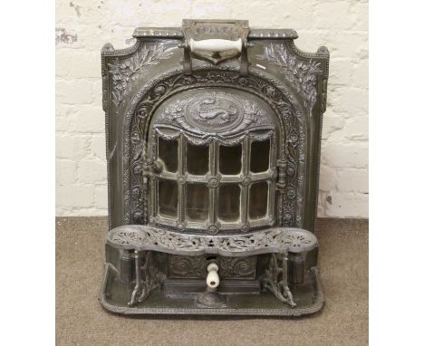 A continental La Salamander enamel stove, 75cm high, 63cm wide. Condition Report. To be used as a guide only. One glass panel