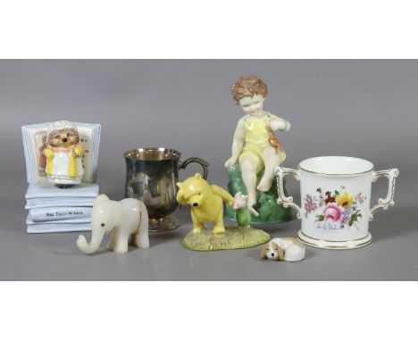 A small lot of mixed collectables including Royal Worcester figure 'Friday's Child', Royal Doulton Winnie the Pooh figure and