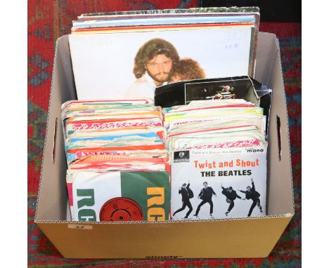 A collection of vinyl mainly rock and pop to include The Beatles, Fleetwood Mac, Carpenters, Rolling Stones, Cliff Richard, E